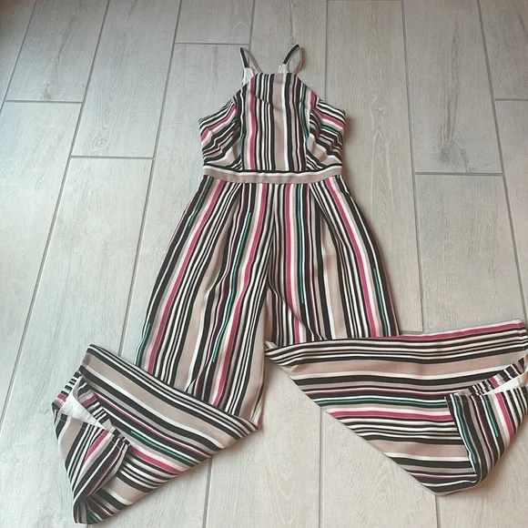 bebe One Piece Sleeveless Jumpsuit in Multi Strip Colors Size 4 - Picture 4 of 10